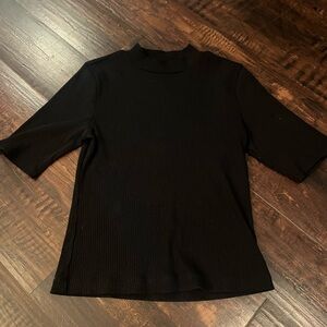 Old Navy Black Ribbed Short Sleeve Top